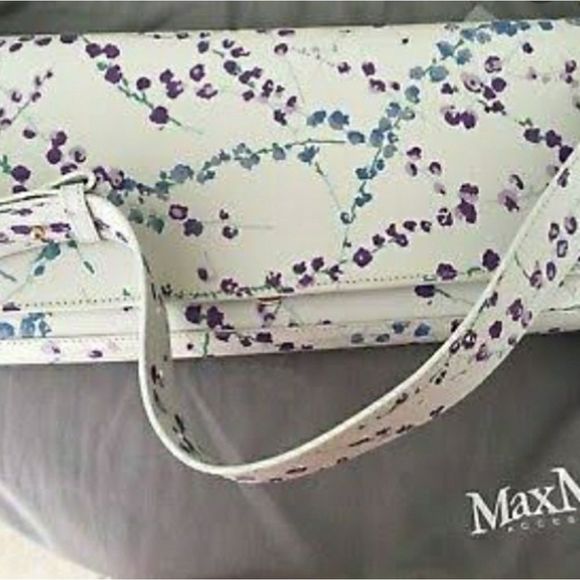 Authentic Max Mara Floral Print Leather Bag-Clutch - Picture 3 of 8